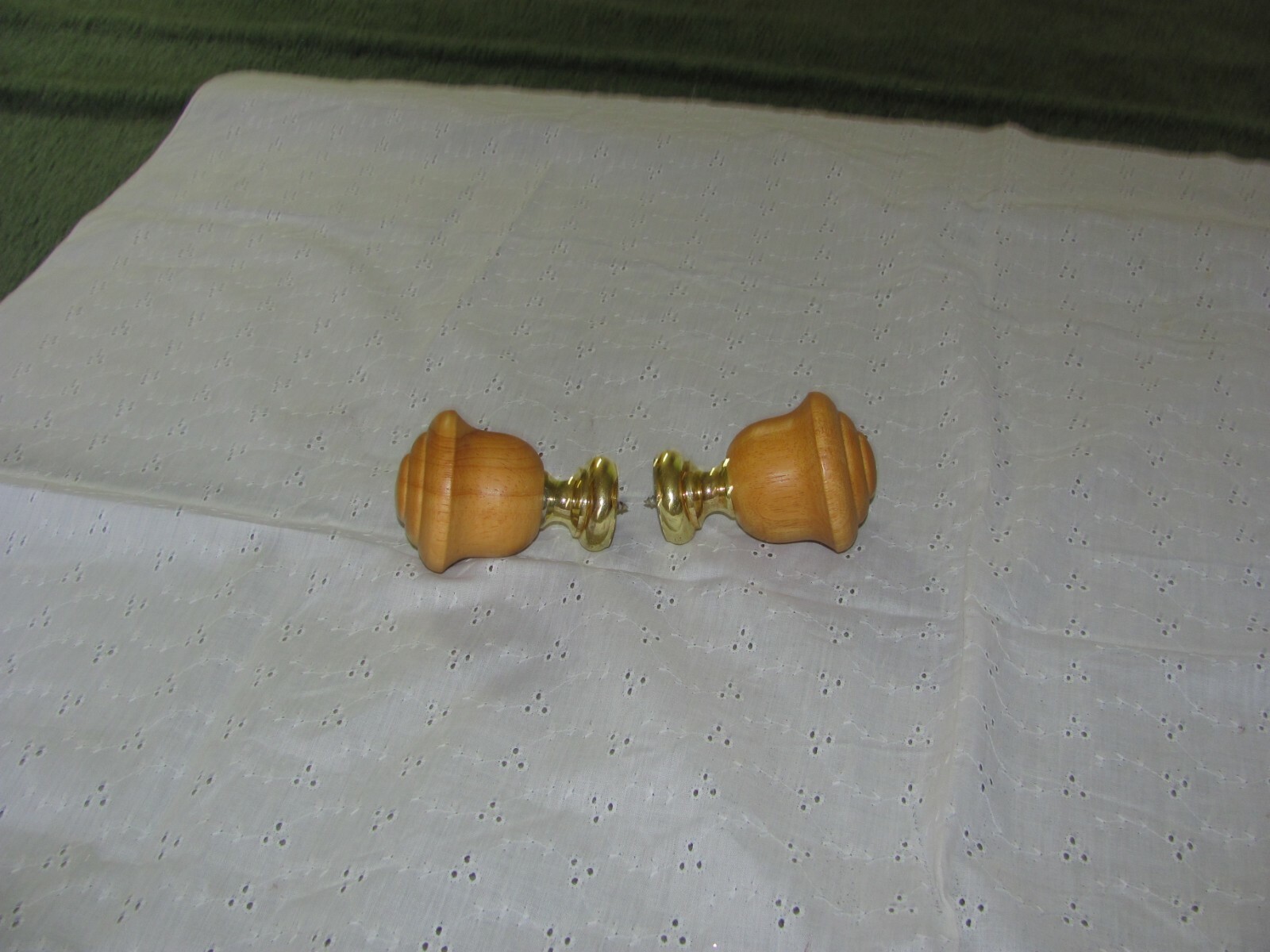 large wooden drapery rod finials with brass hardware eBay