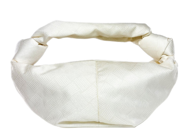 BOTTEGA VENETA Jodie Ivory White Silk Mini Double Fabric Clutch Hand Bag Purse