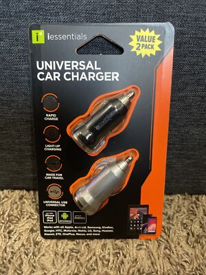Rapid Universal USB Car Charger Value 2 Pack Rapid Charge Light Up Charging NIP