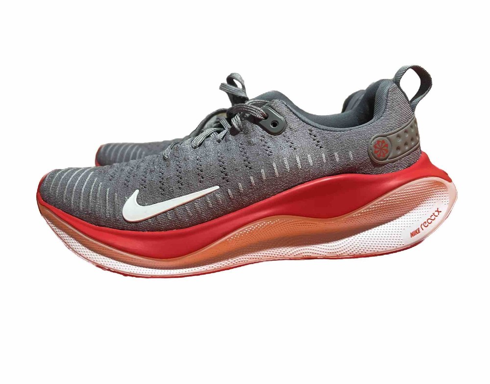 Men's Nike ReactX Infinity Run 4 Running Shoes Grey Red Size 9.5 FJ1221-019 New