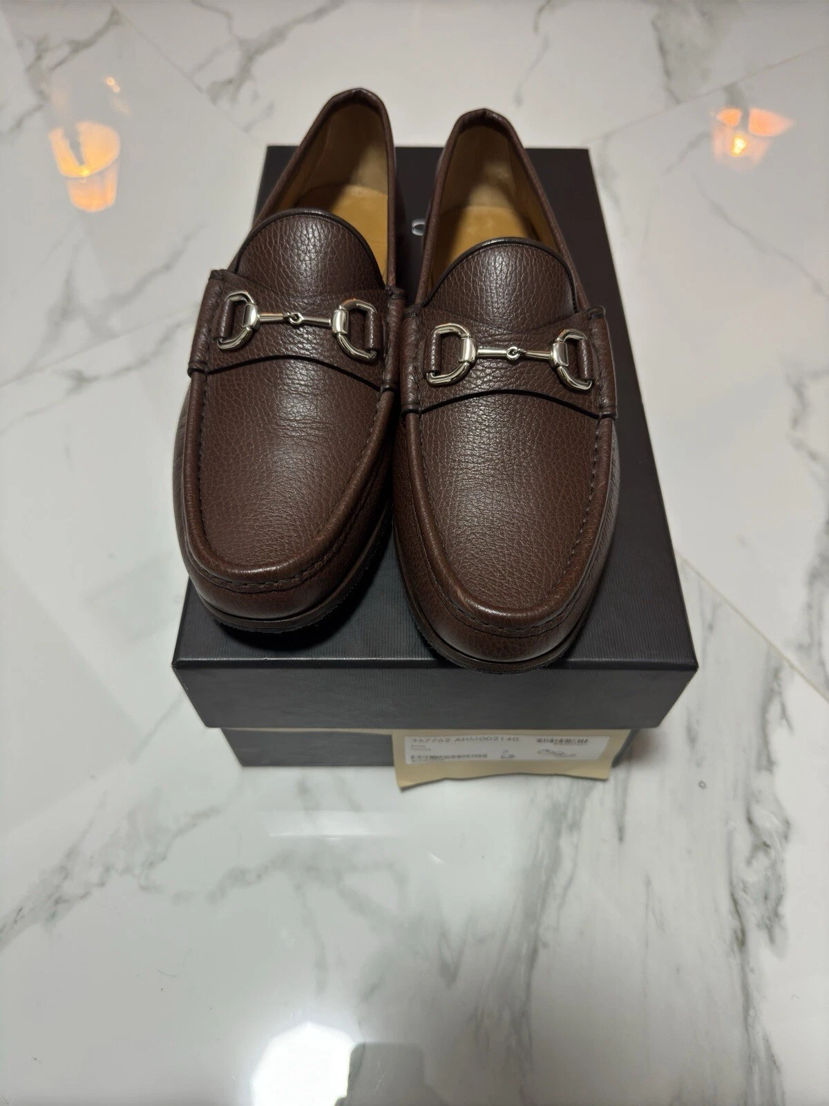 Mocassins Gucci argent Horsebit cacao