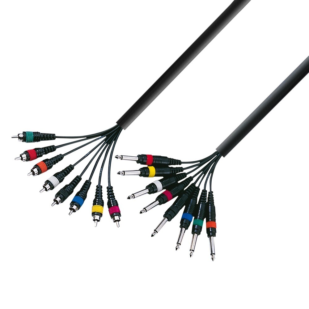 Adam Hall Cavo Multipolare 8 RCA M/8 Jack TR M 5mt Cavo Multipolare Adam Hall K3