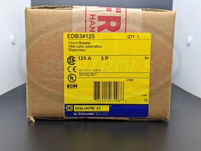 Square D EDB34125 3P 125A 480VAC Circuit Breaker New In Box USA