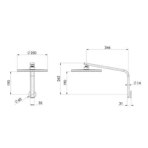 Phoenix Tapware Oxley High-Rise Shower Arm and Rose Brushed Nickel 610-5300-40 - Picture 2 of 2