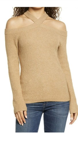 1.State Cross Neck Cold Shoulder Cotton 