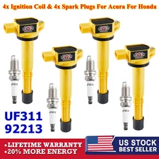 4X Spark Plugs and Ignition Coil Pack For 2003-11 Honda Civic Element CR-V UF311