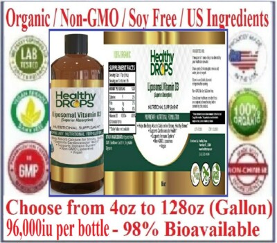 LIPOSOMAL VITAMIN D3 ''Servings Size of 5,000iu'' 100% ORGANIC LIQUID EXP 12/2028