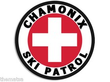 4" CHAMONIX SKI PATROL HELMET CAR BUMPER DECAL STICKER MADE IN USA
