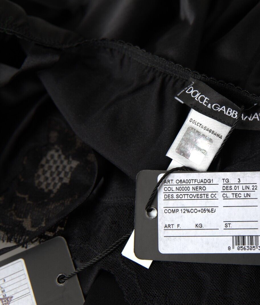 Dolce & Gabbana 黒 キャミソール M DOLCE & GABBANA Underwear Black Lace Silk Sleepwear Camisole