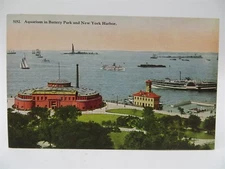 Vintage Early 1900's Postcard - Aquarium in Battery Park & Harbor, New York, NY