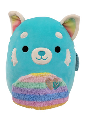 RARE Squishmallows Valentine's Vanessa Rainbow Panda 12'' W/ Glitter Hearts NWT