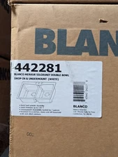 Blanco 442281 White Merkur Silgranit Double Bowl Drop-In Undermount Kitchen Sink