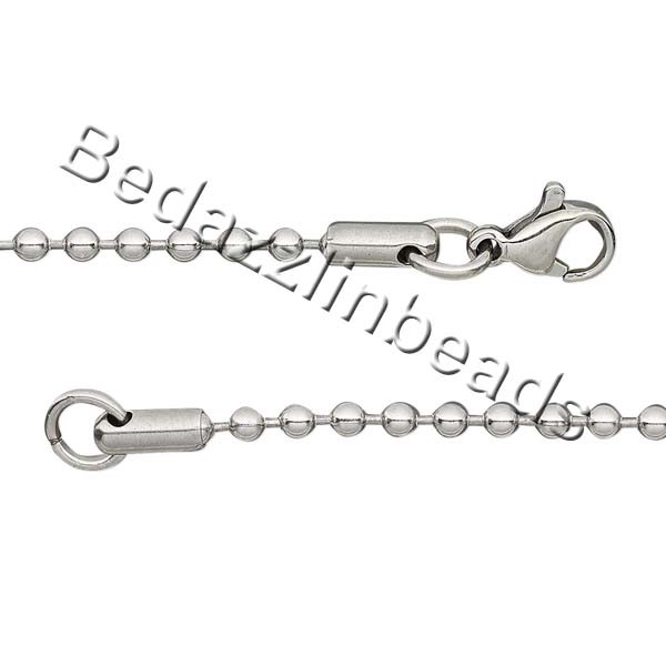Solid 304 Surgical Stainless Steel 2.4mm Ball Chain Dog Tag Style Necklace
