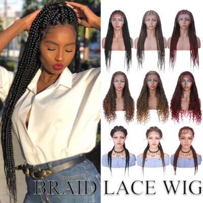 Hand Braided lace wig Humistwbiu Full Double Lace Front Box Braid Wig 36 Inch for  main image 4