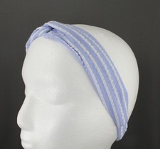 Blue turban twist stretch headband fabric 1.5" wide turband seersucker stripes
