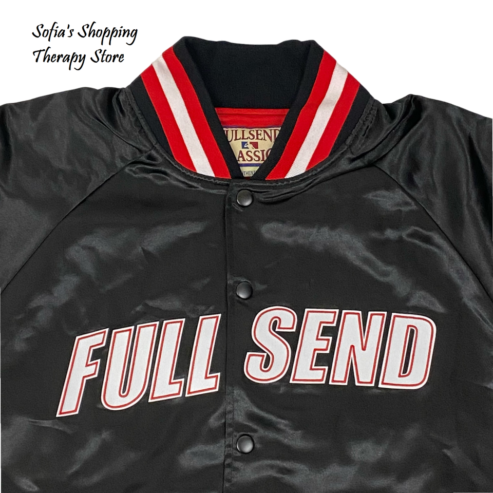 FULL SEND Sz LARGE Nelk Boys Satin BLACK Bomber Jacket | eBay