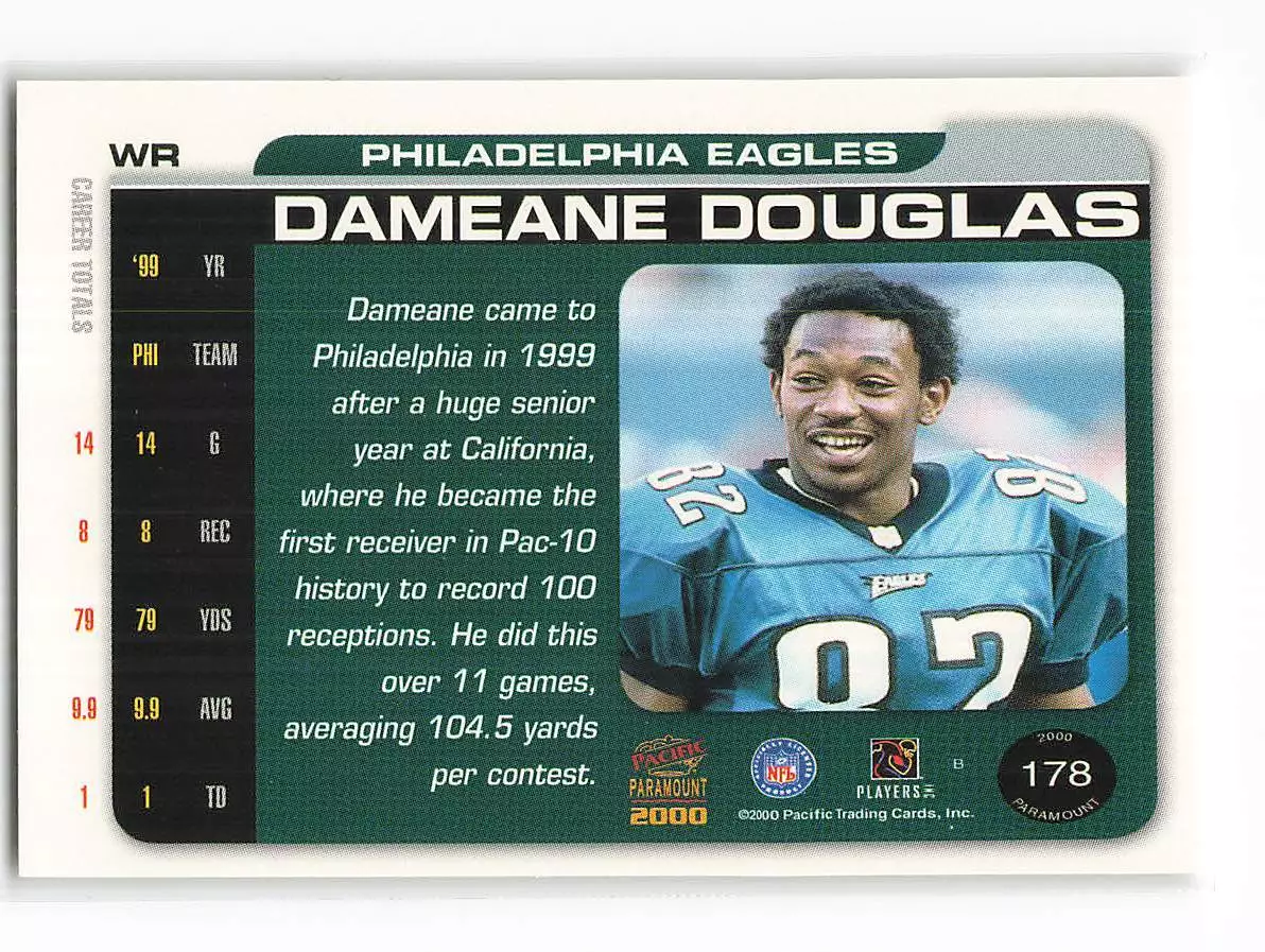 2000 Pacific Paramount Football 178 Dameane Douglas Philadelphia