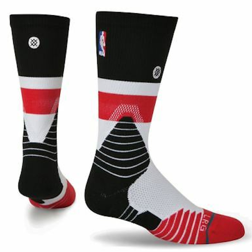 Stance NBA Basketball Socks Small 3-5.5 Black White Red Crew Cap Fusion Cushion