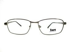 Tempo MM1027 GM Gunmetal Gray Rectangular Full Rim Eyeglasses Frames 54-15-140 a