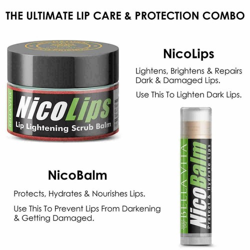 Bella Vita NicoLips Lip Scrub 20g & Nico Lip Balm For Dry Chapped & Dark Lips 5g - Picture 10 of 10