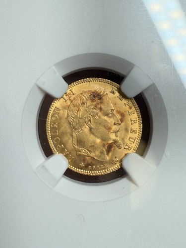 1868-A Frankreich Napoleon III Gold 5 Francs, NGC MS-64 getönt - Bild 3 von 12