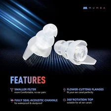 Mumba Upgraded High Fidelity Ear Plugs 25dB High Decibel Adult Ear Protection US
