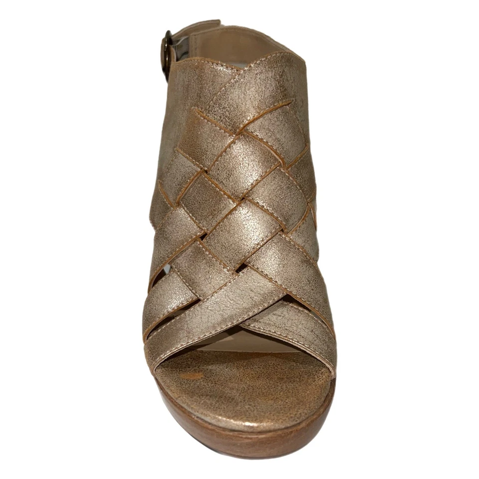 Johnston & Murphy Slingback Wedge 78-43018 Correa Tejida Beige Metálico - Talla 9M Foto 4 de 4