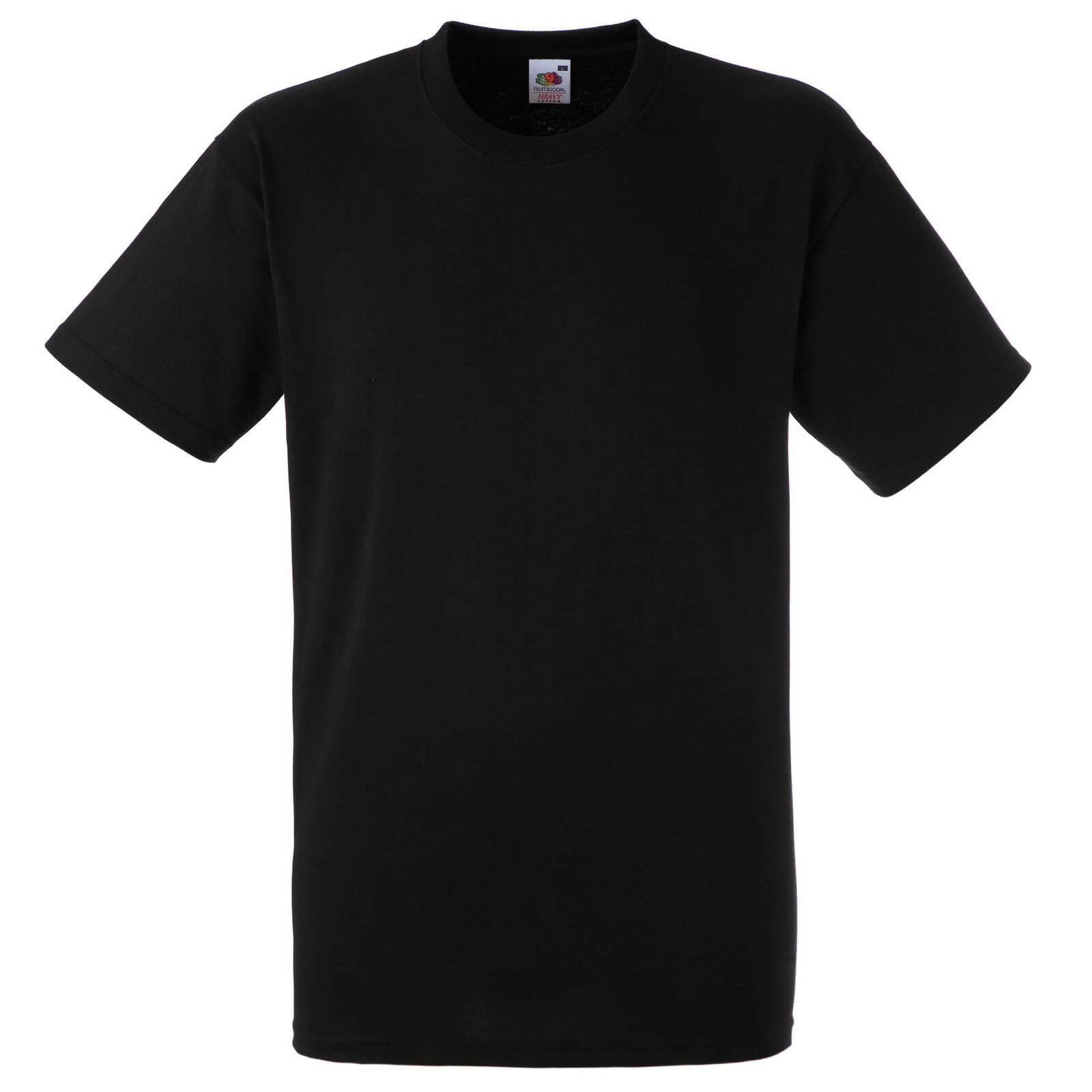 FRUIT OF THE LOOM PLAIN BLACK T SHIRT 100% COTTON TEE - SIZES S M L XL ...