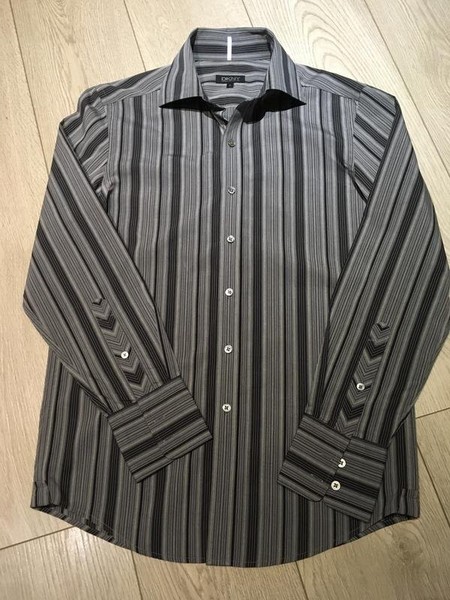 Men DKNY Shirt Grey Cotton 36 / S / 44 #BO69