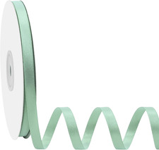 Double Face Sage Green Satin Ribbon 1/4 Inch X 50 Yards Polyester Sage Green Rib