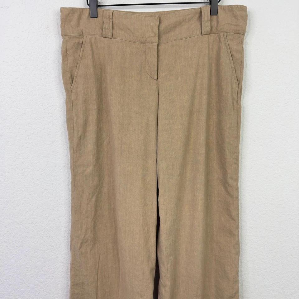 Burberry Pants Women 8 Brown Linen Blend Wide Leg Quiet Luxury Minimalist Career - Image 3 of 4