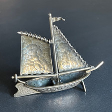Vintage Miniatur Segelschiff 800 Silber Massiv Handgearbeitet