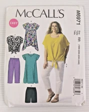 McCall's M6971 Sewing Pattern, Dress Pants Shorts Top Shirt 18W-24W