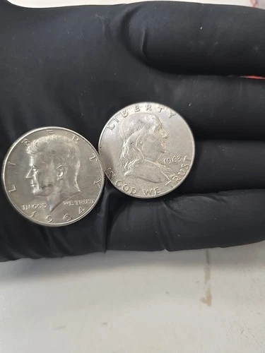 LOT of two HALF DOLLARS, Franklin from 1963 and 1964 Kennedy