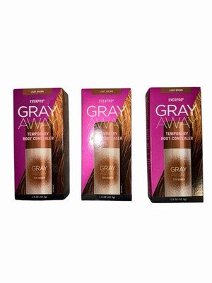 Everpro Gray Away Temporary Root  Concealer For Women~Light Brown (Lot Of 3)
