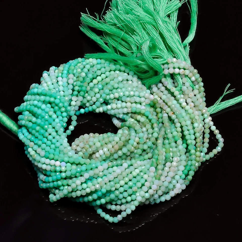 Natural Chrysoprase Gemstone Round Micro Faceted Beads 2.5-3 mm Strand 12.5" 107 - Image 2 of 2