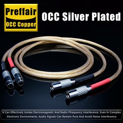 Preffair 3Pin 2XLR Rhodium Plated Plug OCC Copper Silver Plated Cable HiFi New