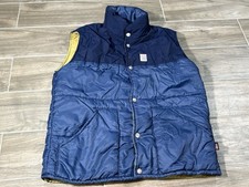 Topo Designs Mens Puffer Vest Blue Western Snap Front Made in USA Med