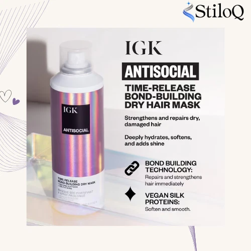 Mascarilla para cabello seco IGK Antisocial Overnight Bond-Building *NUEVA EN CAJA* Foto 2 de 4