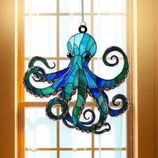 Blue Octopus Suncatcher Window Hanging Ornament, Acrylic Suncatcher