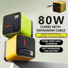 3 In 1 GaN Charger Scalable 80w Max Fast Charger Module With Type C & USB Ports