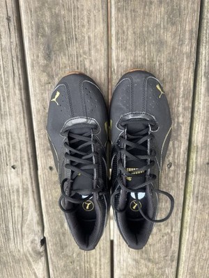 PUMA Black Gold Low Top Lace Up Athletic Sneakers