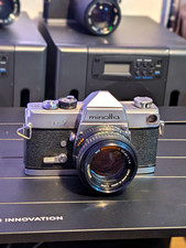 Minolta SR-7 Silver SLR Film Camera w/ MD Rokkor-X 50mm f/1.4 Lens