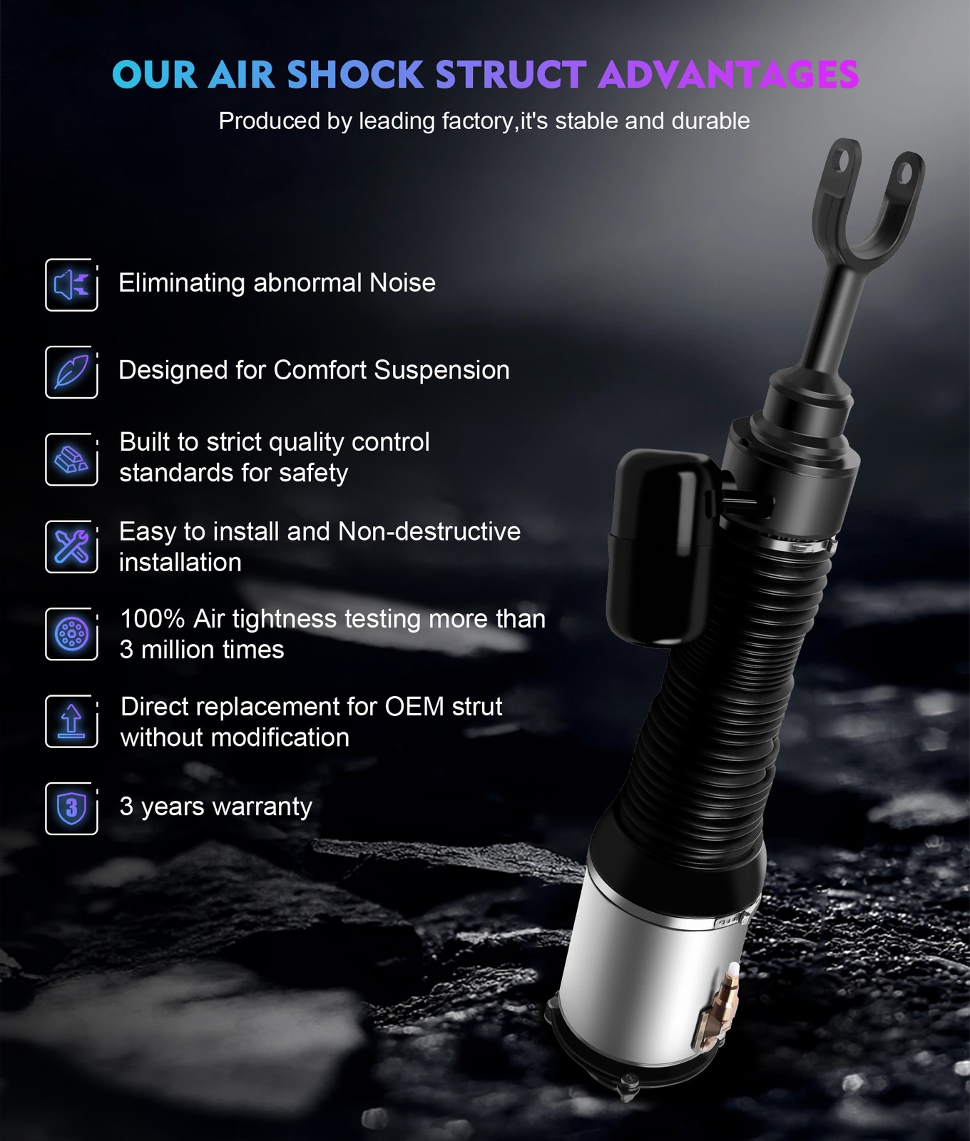 Pair Front Air Shock Strut For Volkswagen Phaeton V8 Bentley Continental GT GTC