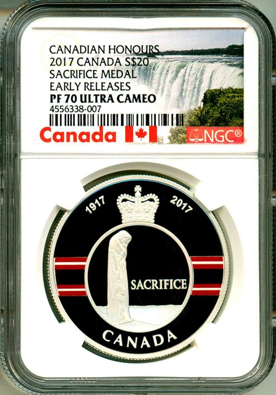 2017 Canada S$20 Canadian Honours Sacrifice Medal ER NGC PF70 UC Box & COA OGP