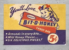 Retro TIN SIGN YOULL LOVE BIT-O-HONEY MAN CAVE OFFICE DEN WALL ADVERTISING