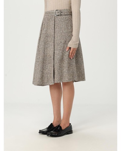 Brunello Cucinelli Pleated Midi Skirt Buckle Belt Women Beige - Picture 4 of 6