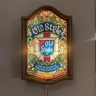 Vintage Old Style Beer Lighted Stained Glass Faux Heileman's Bar Sign