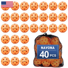 Navona 40 Pack Premium 26-Holes Orange Indoor Pickleball Balls Meet Usapa