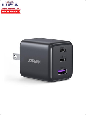 UGREEN 3-Port 30W USB C Charger, Gan II Compact Iphone Charger Fast Charging, Ty